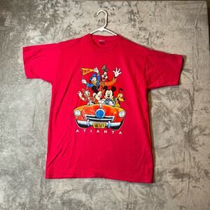 Vintage Disney Sz‎ XL Mickey and Friends Atlanta Graphic Tee Pink Single Stitch